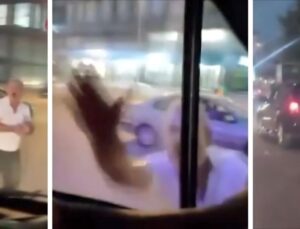 Maganda ambulansın önünü kesti, camı yumrukladı