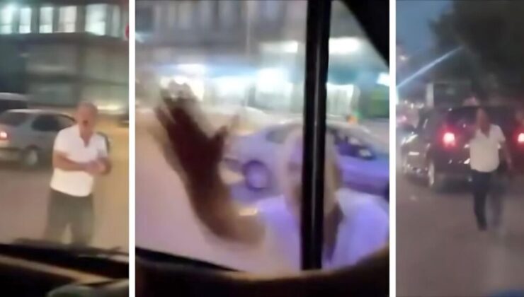 Maganda ambulansın önünü kesti, camı yumrukladı