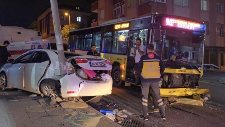 İstanbul’da İETT otobüsü ile araba çarpıştı