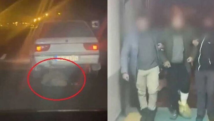 Domuzu otomobile bağlayıp azap yapan kişi yakalandı