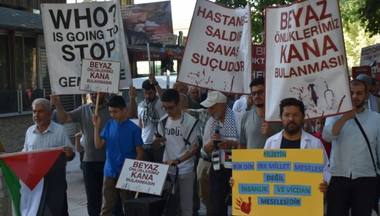 Malatya’da sıhhat çalışanlarından İsrail protestosu