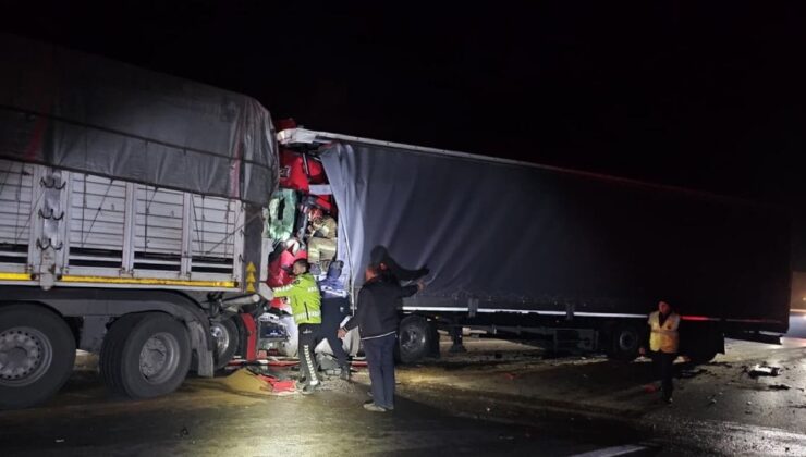 TIR sürücüsü kabinde sıkışarak can verdi
