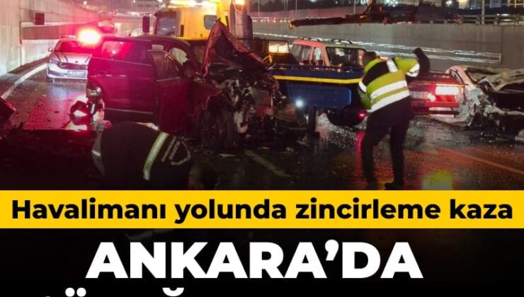 Ankara’da havalimanı yolunda zincirleme kaza: 3’ü ağır 8 yaralı