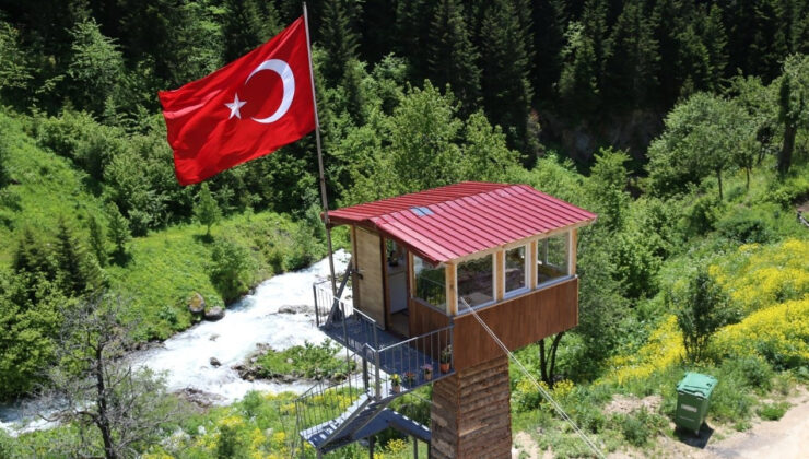 Deniz görüntüsünü izlemek için metrelerce havaya konut kurdu